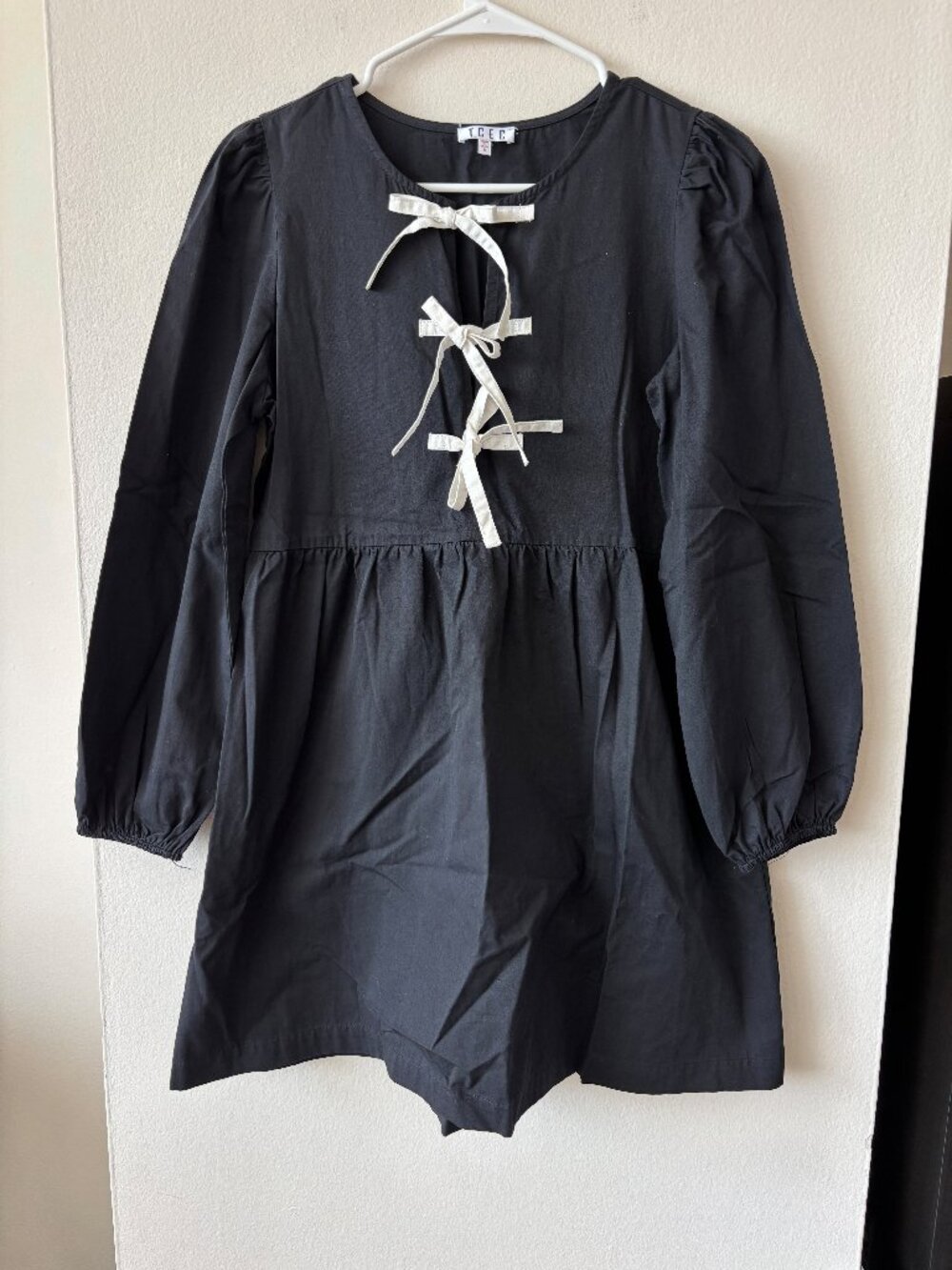 TCEC Black Long Sleeve Tie Front Dress - Size Small - NWOT